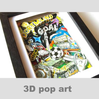 Dortmund Fussball Stadion 3D bild gerahmt Geschenk fussballfan verein fan wandbild 