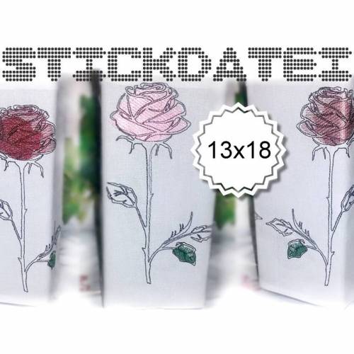 Stickdatei Rose 13x18