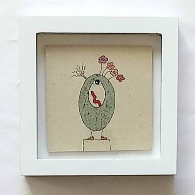 Minibild im kleinen Objektrahmen, Originalzeichnung, fertig gerahmt