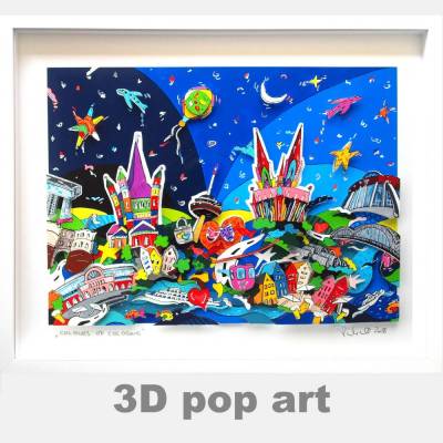 Köln 3D pop art bild bunt Kölner Dom geschenk fine art limitiert personalisierbar 3D mixed media