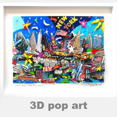 New York USA 3D pop art bild big apple skyline wandbild fine art limited edition geschenk personalisierbar 3dbild