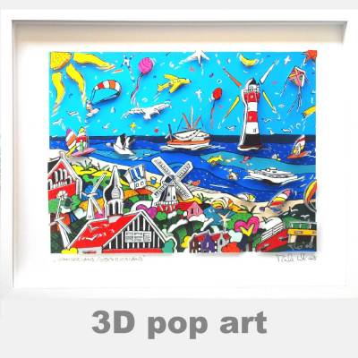 nordsee friesland wangerland 3D pop art bild meer strand leuchtturm fine art 3Dbild geschenk personalisierbar