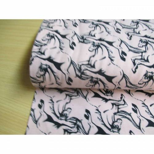 Jersey, Baumwolljersey Wildpferde, Pferde  rosa Oeko-Tex Standard 100(1m/13,-€)
