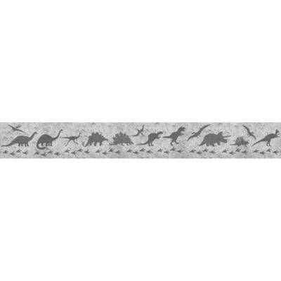 Kinderbordüre: Dino-Spuren Steinoptik - braun grau - 18 cm Höhe