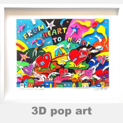 liebe freundschaft herzen 3D pop art bild bunt geschenk fine art limited edition personalisierbar 3dbild