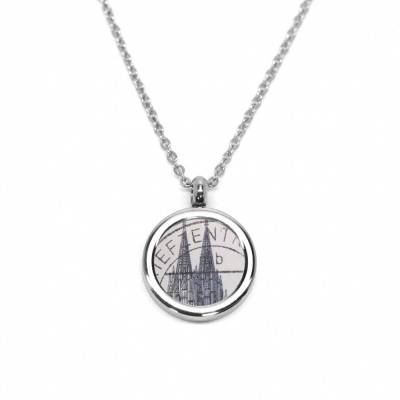 Medaillon mit original Briefmarke // Kölner Dom // schwarz-weiß // Domschmuck // Geschenk für sie