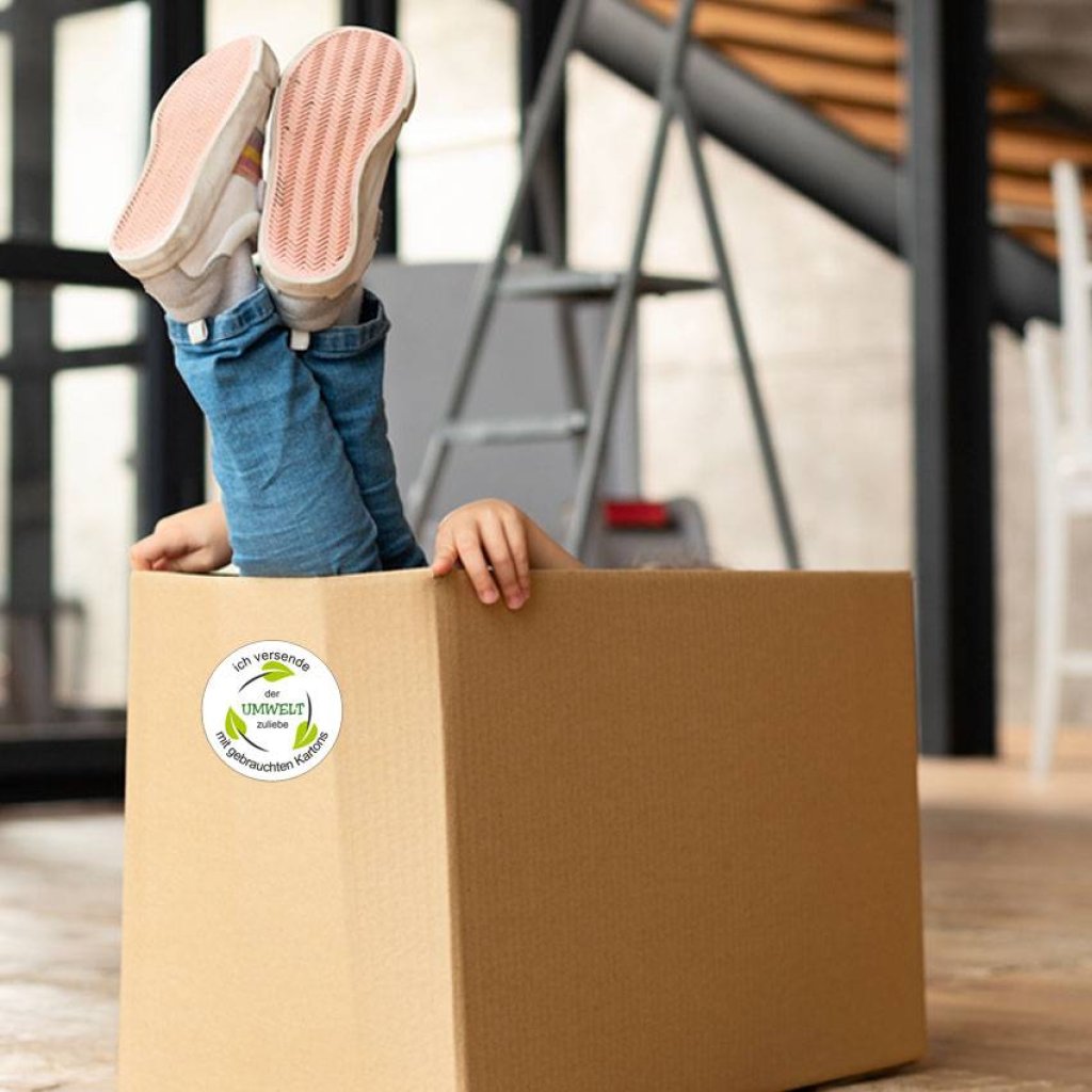 Verpackungsaufkleber: Blätter | Der Umwelt zuliebe - Versand mit gebrauchten Kartons - runde Etiketten für Kartons Bild 2