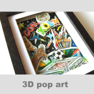 Köln Fussball Stadion 3D bild gerahmt Geschenk fussballfans verein fan wandbild