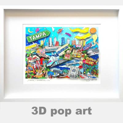 Tampa Bay Florida USA 3D pop art bild skyline fine art limited edition geschenk personalisierbar