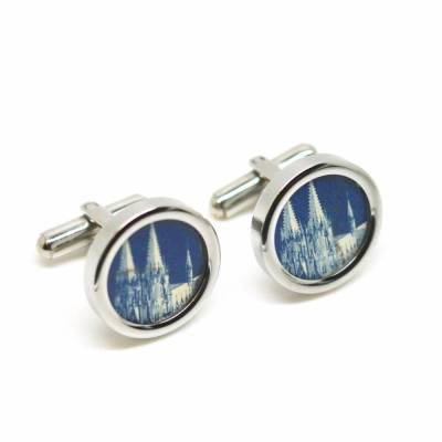 Manschettenknöpfe mit historischen Briefmarken // Kölner Dom // Blau // Edelstahl // Hochglanz // Geschenk zur Hochzeit