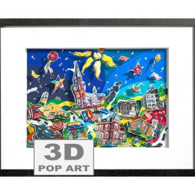 Aachen Eilendorf 3D Pop Art Bild Geschenk Souvenir bunt