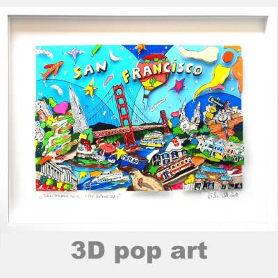 San Francisco USA 3D pop art bild golden gate bridge fine art limited edition personalisierbar geschenk bunt