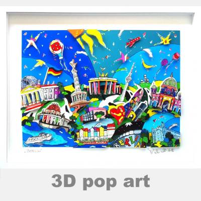 Berlin 3D pop art bild Reichstag Brandenburger Tor fine art limitiert personalisierbar geschenk 3dbild bunt
