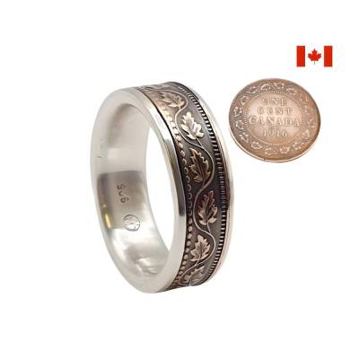 Einzigartiger Münzring: 1 Cent Canada in edler Kombination mit 925er Silber und individueller Gravur