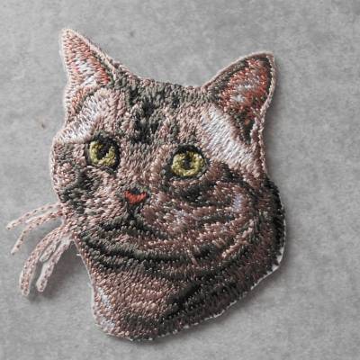 Katzenkopf Applikation Aufbügler Patch – Gestickter Aufnäher fürs Aufbügeln, Tierschutz & Kleidung