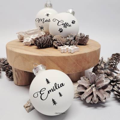 Sticker für Weihnachtskugeln "Wunschname mit Motiv" Namensaufkleber, NUR AUFKLEBER, verschiedene Motive, persona