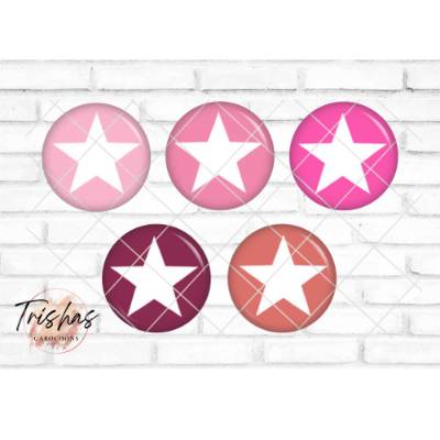 Glas Cabochon mit Motiv Stern Sterne Rosa, Fotocabochon, Handmade Cabochon, verschiedene Größen, Motivcabochon