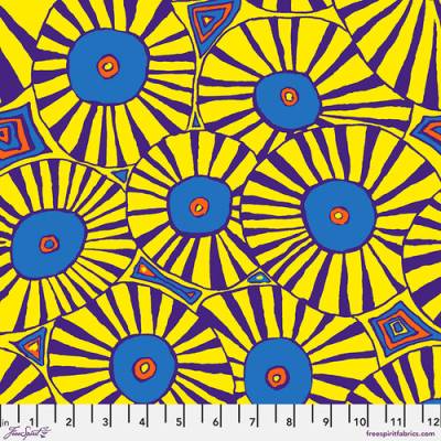 Patchworkstoff Kaffe Fassett August 2022 Brollies gelb lila blau Baumwolle zum Quilten & Nähen