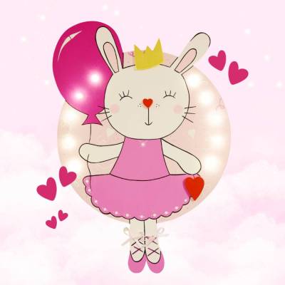 Personalisierbare Wandlampe Hase Pink – Handgemachtes Schlummerlicht aus Holz fürs Kinderzimmer