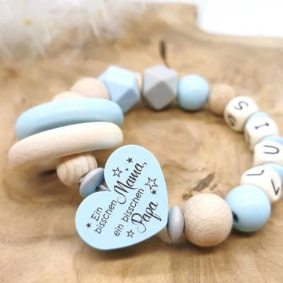 Greifling mit Namen Ein bißchen Mama ein bißchen Papa und ganz viel Wunder Jungen Geschenkidee Baby