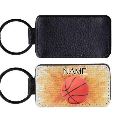 Kunstleder Schlüsselanhänger mit Name/ Basketball / personalisierbar