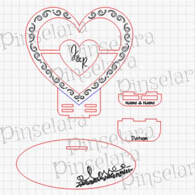 Laser Cut File, Ringbox, Ringkissen für 3mm Holz, Hochzeitgeschenk, Digitaler Download Lasercutfile