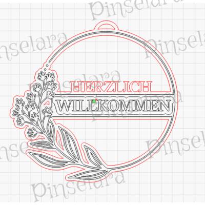 Laser Cut File, Herzlich Willkommen Schild, Türkranz, Familienschild, Familienbaum, Türschild, Willkommensschild