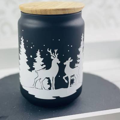 Aufkleber Winter, Wintersticker, Fensterdeko, Plott Winter, Winterlandschaft mit Rehe
