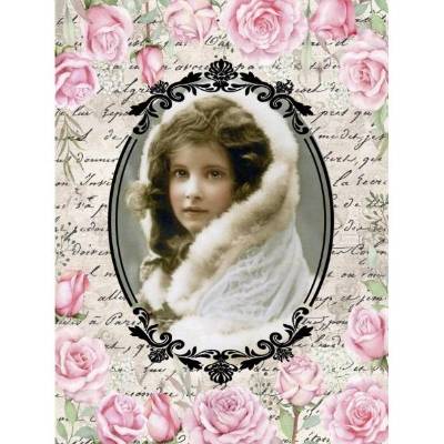 Reispapier - Motiv Strohseide - A4 - Decoupage - Vintage - Romantic Girl - 19597