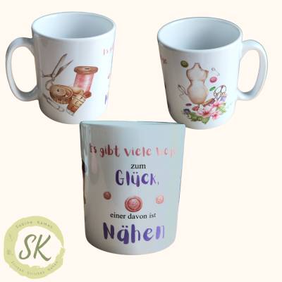 Lustige Nähtasse "Der Stoffladen hatte offen" – Perfekte Geschenkidee für Näh-Fans