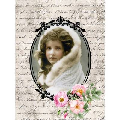 Reispapier - Motiv Strohseide - A4 - Decoupage - Vintage - Romantic Girl - 19598