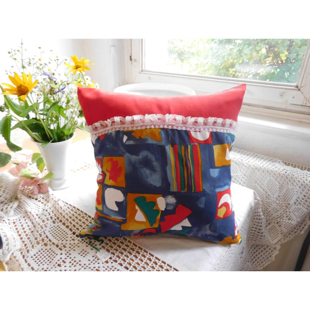 Kissen rot , bunte Kissen , kleine Kissen , Kissen 40x40 , Baumwolle
