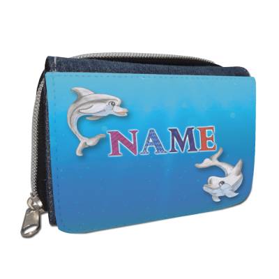 Delfin Geldbörse mit Namen / Geldbeutel Portemonnaie / Personalisierbar / Kinder / Teenager / Geschenk Einschulung