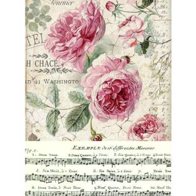 Reispapier - Motiv Strohseide - A4 - Decoupage - Vintage - Romantic Rose - 19606