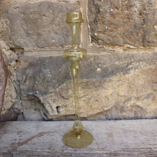 Kerzenständer Kerzenhalter Bernstein Glas mundgeblasen Lauscha 70er Jahre Vintage DDR 