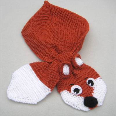 Handgestrickter Kinderschal Fuchs aus weicher Schurwolle (Merino) für Kinder von 2 bis 4 Jahre
