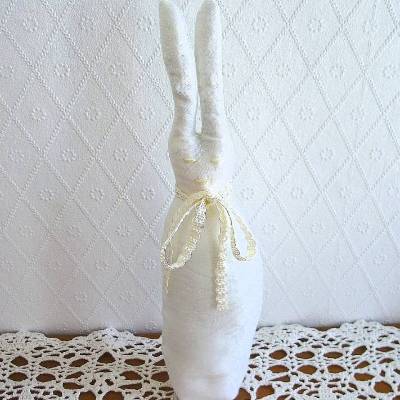 Stoffhase LINUS-LANGOHR Osterhase so shabby genäht von Hobbyhaus
