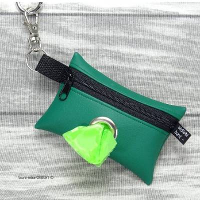 Hundekotbeutel Spender Täschchen, grün flaschengrün, große Öse, made by BuntMixxDESIGN