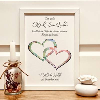 Erinnerungsstück zur Hochzeit als Geldgeschenk für Brautpaare im Bilderrahmen
