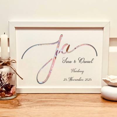 Personalisiertes Andenken für Brautpaare - Ja gesagt -Geldgeschenk zur Hochzeit