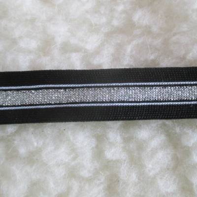 Seitenstreifen Seitenband Galonband Elastikband Lurex schwarz/silber Breite 25 mm (1m/2,50 €)