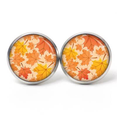 Ohrstecker, Ohrhänger, Clipse Herbst Blätter Orange - verschiedene Größen - Edelstahl
