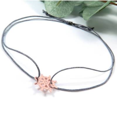 Armband rosegoldfarben Steuerrad Freundschaftsarmband Farbwahl 25 Farben Makramee