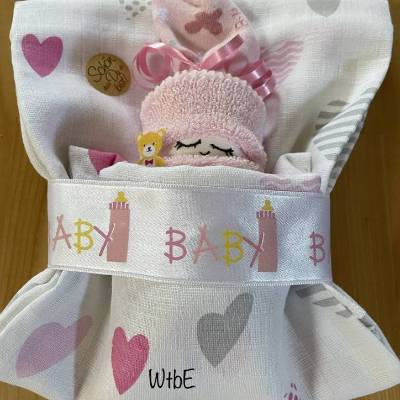 Geldgeschenk zur Geburt: Windelbaby auch mit Name, kleines Babygeschenk für Mädchen