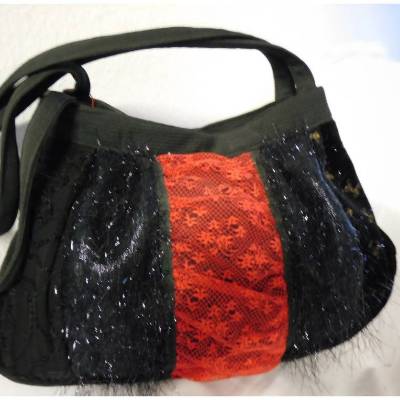kleine Umhängetasche , Taschen Damen Stoff , Schultertasche schwarz