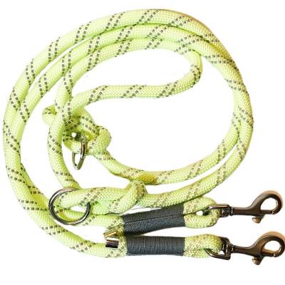 Reflektierend Hundeleine, glow in the dark, verstellbar, Tauleine, gelb, grau, für mittelgroße und große Hunde