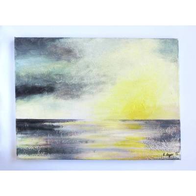 Ölbild "Gewitterstimmung" auf Second Hand Leinwand 40 x 30 cm