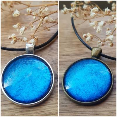 blauer Anhänger Kette 25mm maritime Kette Cabochon