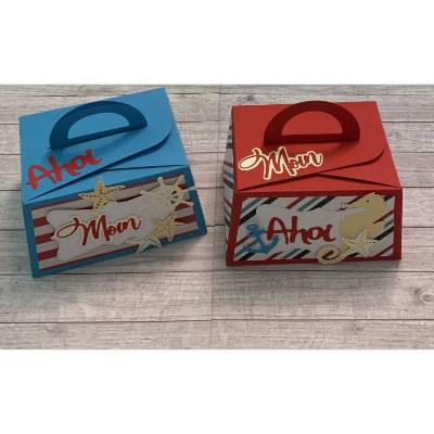Geschenkbox / Geschenkverpackung zum Geburtstag oder anderen Anlässen, „Maritime Grüße“ Ahoi, Moin, Handarbeit  