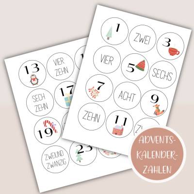 Adventskalenderzahlen zum Ausdrucken, Adventskalender basteln, DIY Adventskalender